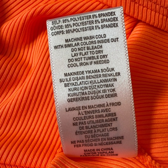 Opening Ceremony Orange Asymmetrical Neck Sleeveless Bodycon Sexy Neon Dress XS - Picture 8 of 12